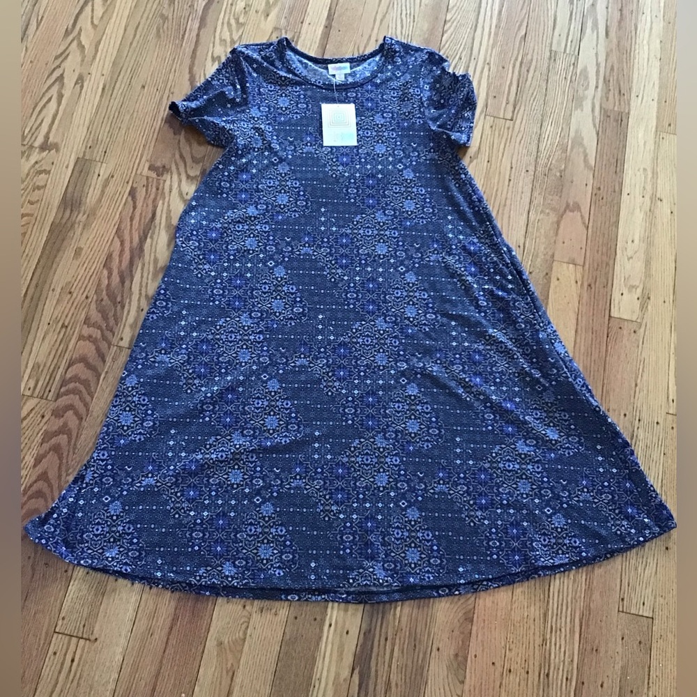 LuLaRoe Jessie Purple and grey Patterned Dress #32